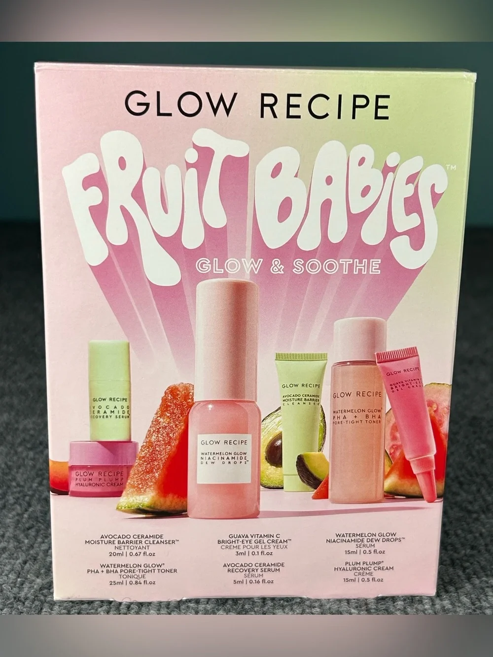 GLOW RECIPE ~ Fruit Babies ~ Glow & Soothe Bestsellers Kit NIB Skincare Travel